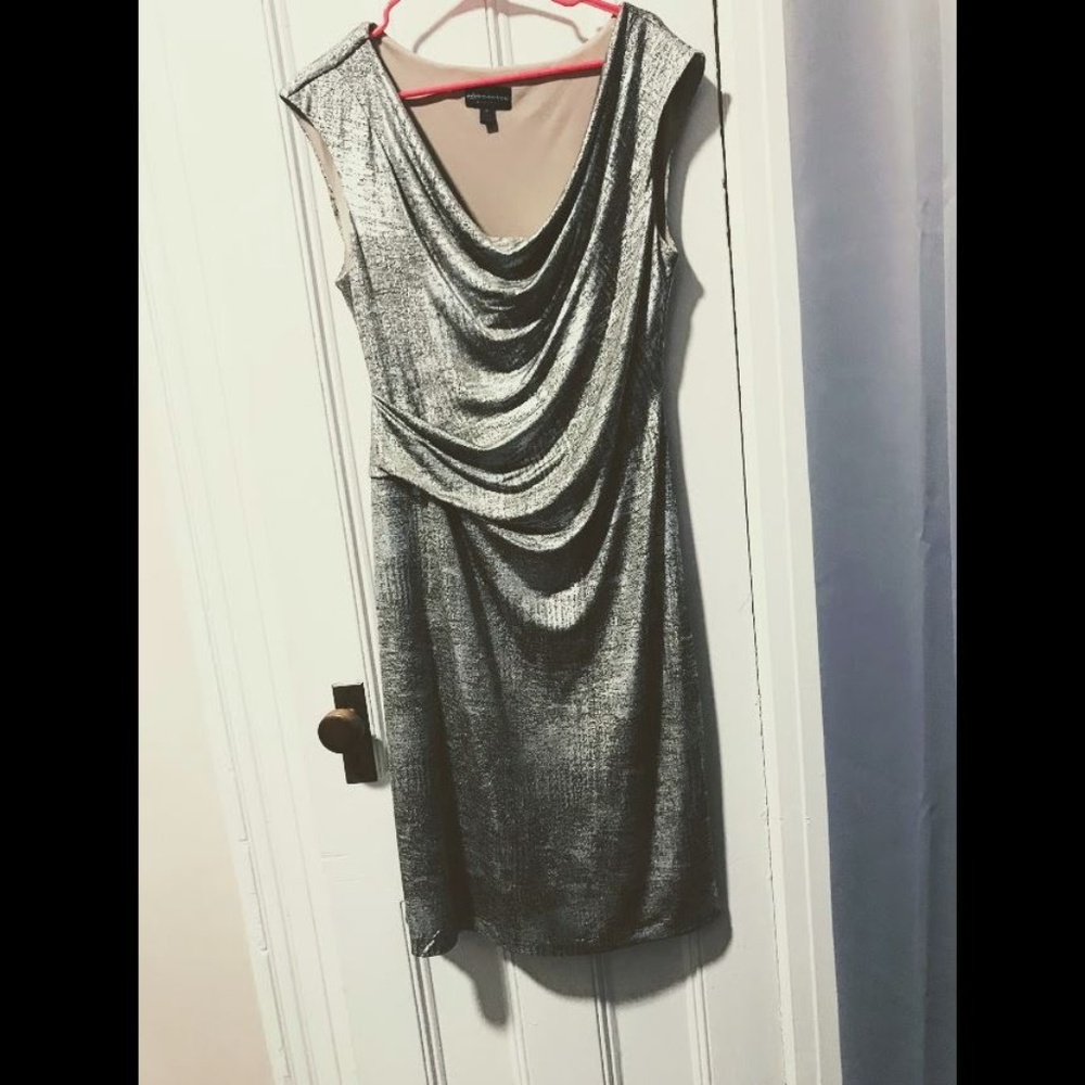 Gold Cowl-Neck Party Dress